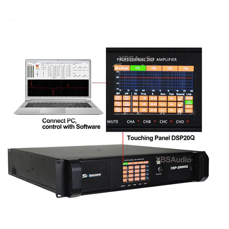 DSP-20Q профессиональный класс d аудио этап DSP модуль мощность караоке стерео усилитель 2000 вт 4