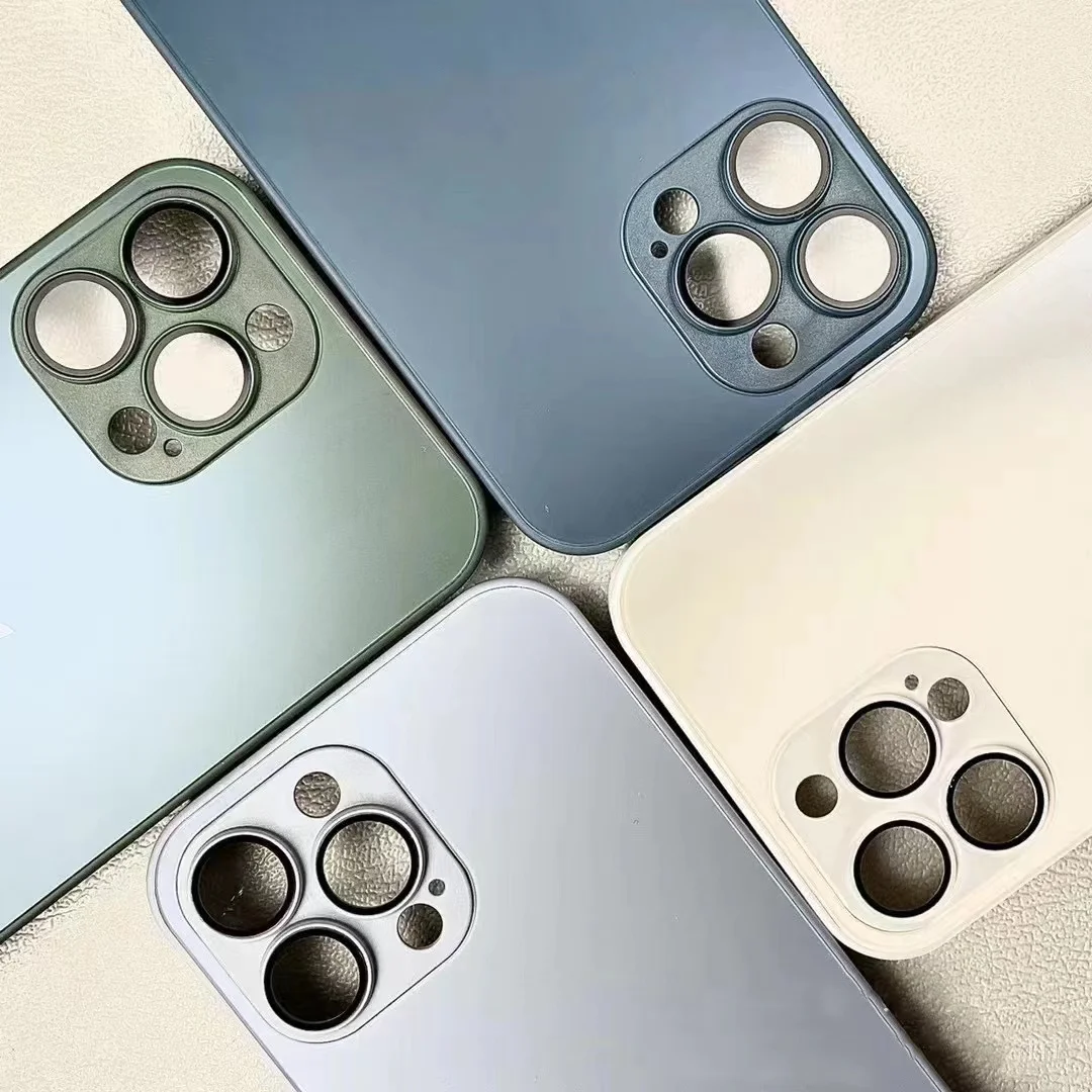 2023 New Trend Metal Fashion Style AG-Glass Matte Phone Case for iphone 14promax High Quality phone Cover for iphone 15promax