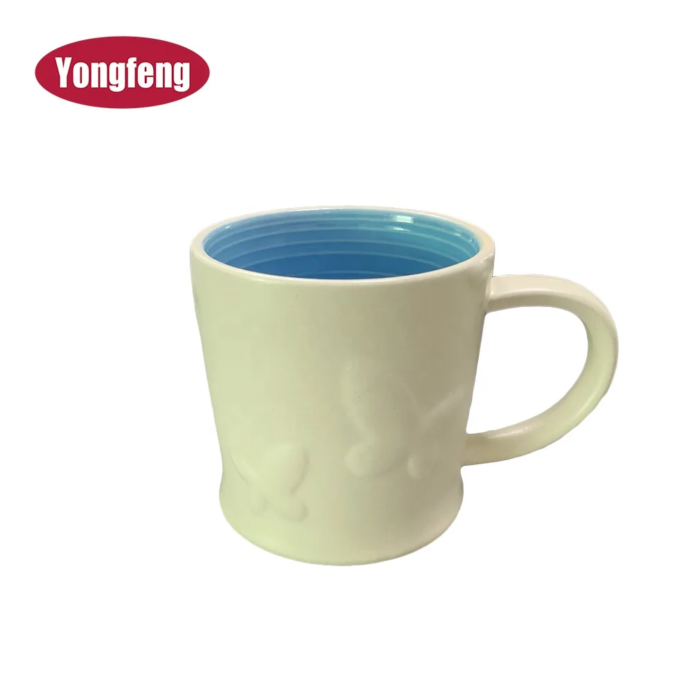 FAMA Утвержденная фабрика 14 oz двойная глазурованная бабочка рельефная 3d кофейная кружка оптом