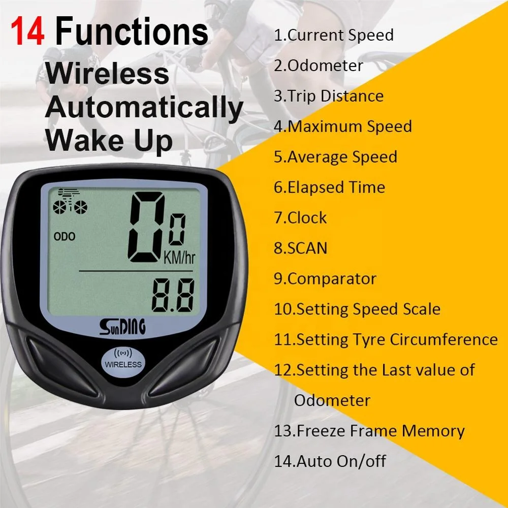 Sunding Wireless bike Computer Bicycle Computer bike Speedometer Cycling Odometer Bike Meter Cycle Tracker Mph Outdoor rainproof