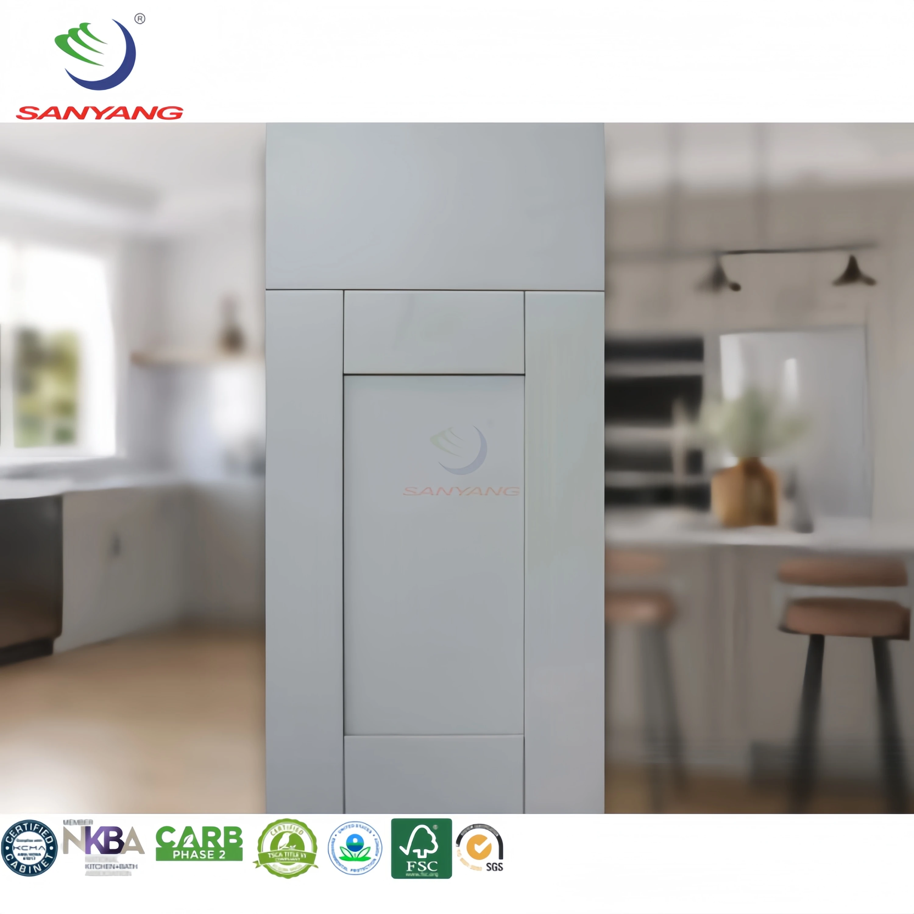 USA Market Hot Selling Carb-2 Solid Wood Painting Grey Shaker Kitchen Cabinets Complete Sets Kitchen Cabinet Modern Designs