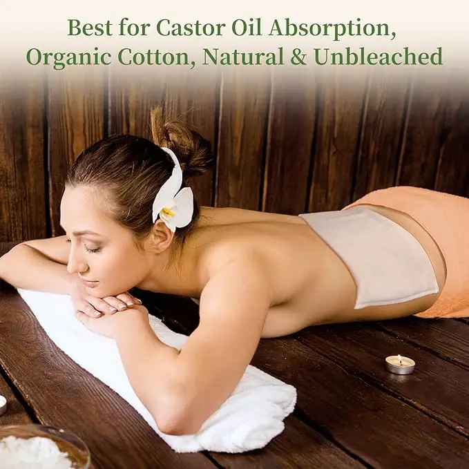 Unbleached Wool Mess-Free  Reusable Soothing Heat Compress Liver Abdomen Joints Castor Oil Pack Wrap Flannel