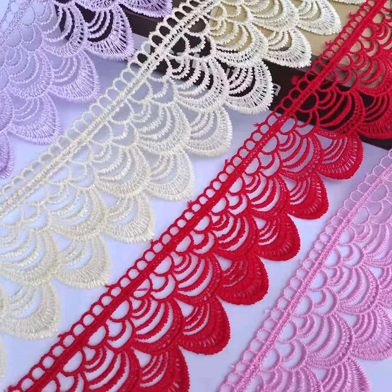 Custom 6 Inch To 14 Inch Guipure Lace 3d Embroidery Lace Fabric Wide Floral Chemical Flower Venice Lace Trim White Black Red