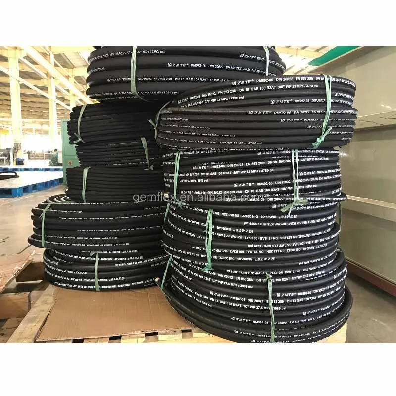 
SAE 100 R2AT black hydraulic rubber braided hose 