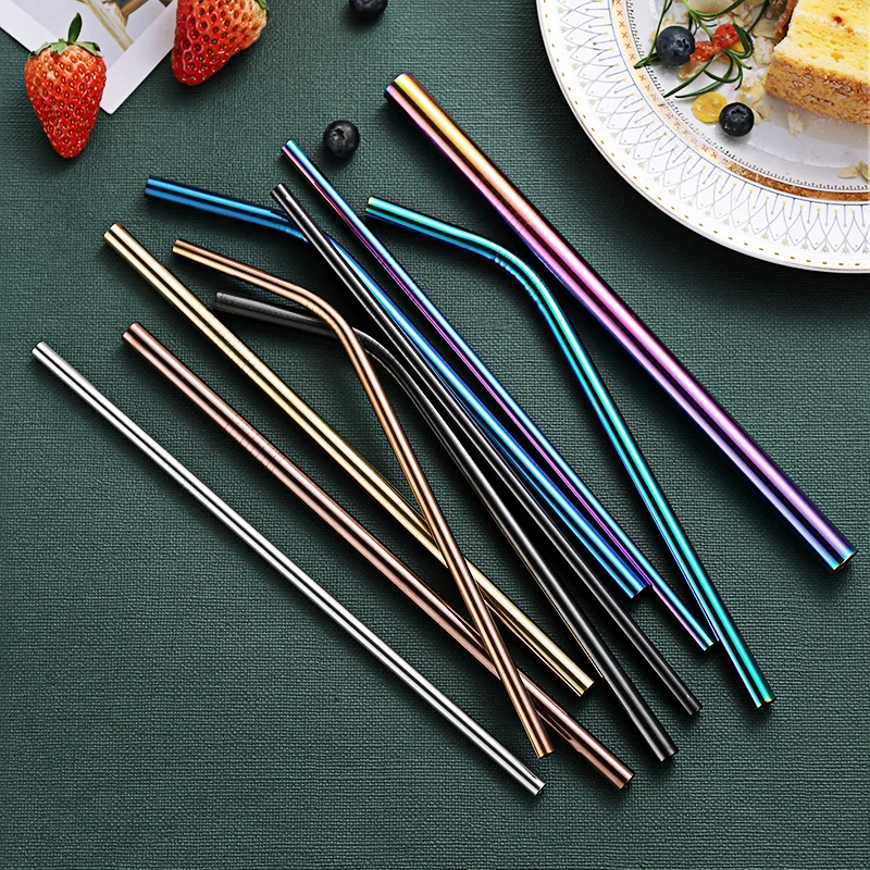 Metal Set Eco Friendly Reusable Straw Stainless Steel with Case Wholesale Drinking Straws