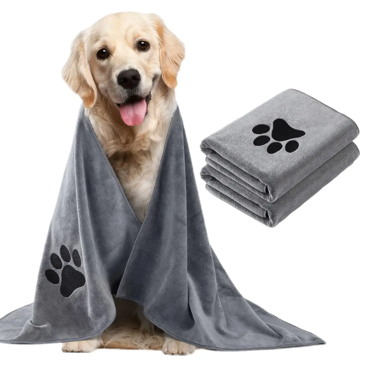 Cheap Super Absorbent Soft Microfiber Pet Bath Grooming Towel Perfect Dog Shower Bath Gray Dog Towels For Drying Dogs