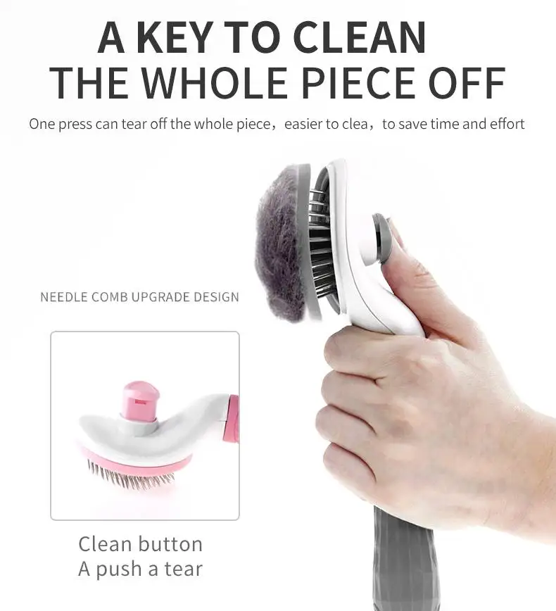 Pet Care Grooming Tool Animal One Touch Brush Hair Removal Slicker Combs for Dogs and Cats