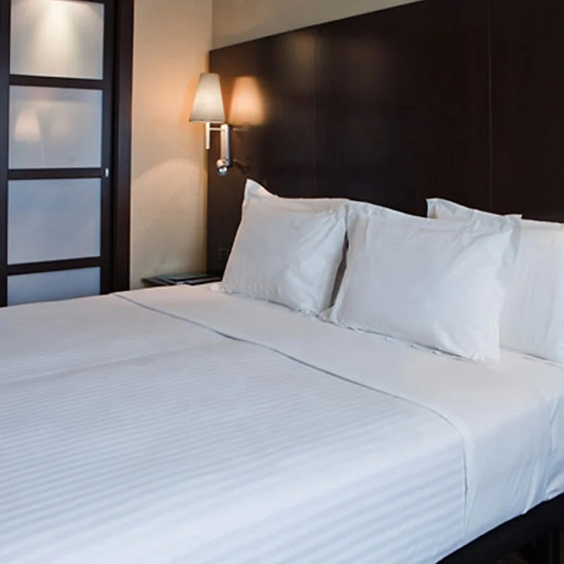 4PCS white hotel used QUEEN bed sheet linen 200tc 50%poly 50%cotton