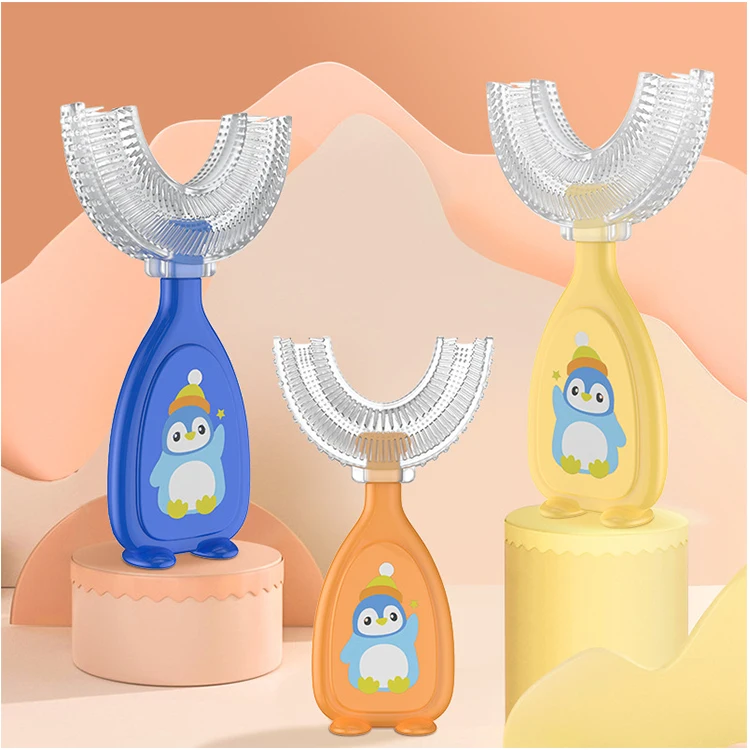 U Shape 360 Degree Toothbrush For Children Edible Liquid Silicone Baby Manual Toothbrush