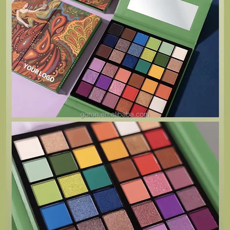 Wholesale Vegetarian Folding High gloss Plastic Disk Private Label Tribal Style 36 Color Waterproof eye shadow