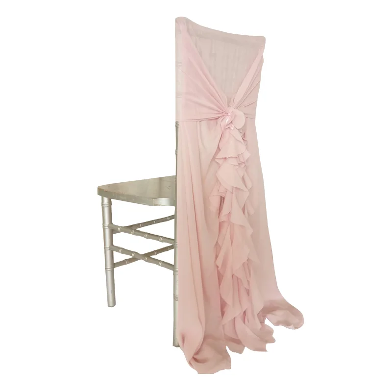 Шифоновый чехол на стул с поясом и капюшоном для свадьбы