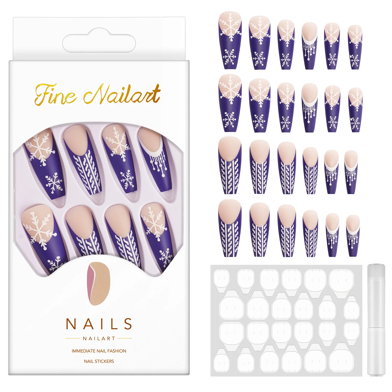 Factory Nail Supplies Packaging 24pcs Long Ballerina Fakenail Vendors Nail Art Press On Nails