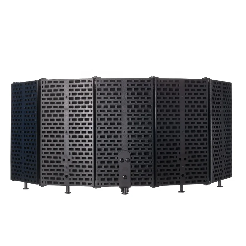 Portable 5 panel foldable mic isolation vocal booth sound absorb shield panel