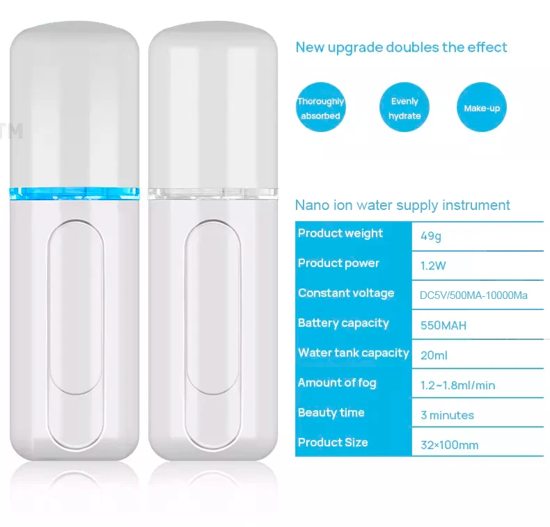 TOP Hot Selling Mini Portable Pocket Handy Negative Ion Facial Moisturizing Sprayer Facial Nano Mist Sprayer