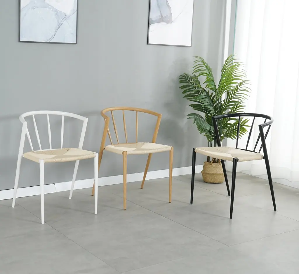 rope dining chair indoor outdoor chair rope furniture leisure contemporary black rope woven dinner cane french bistro chair