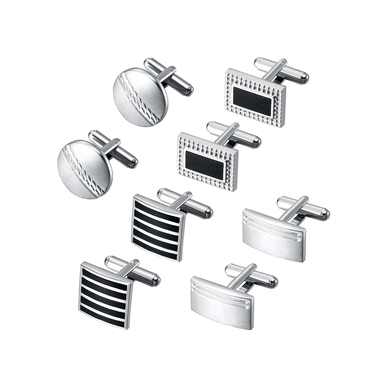 ZF High Quality Copper Cufflinks for Men Classic Cuff Links Mens Tuxedo Shirt Cufflinks for Wedding Groom Business Silver Black