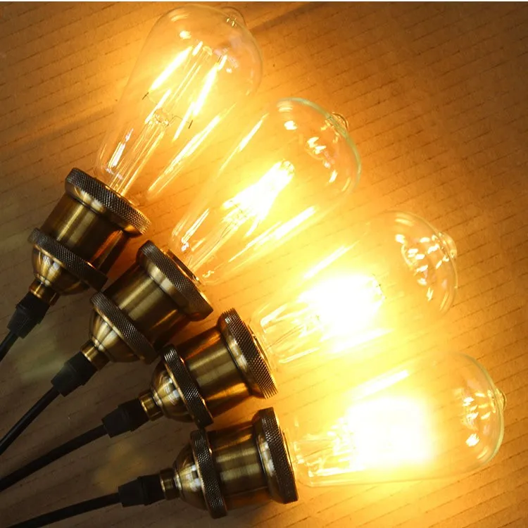 Led Ampul E27 4W 6W 8W Gold/Transparent White Retro Edison Filament LED Bulb Vintage LED Edison Ball Light ST64 Lamps