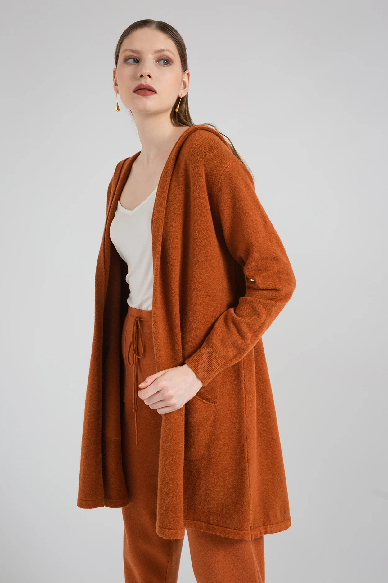 
Latest Basic Design Female Top Custom Knitted Sweater Hoodies Cardigan for Women (4 colors) 