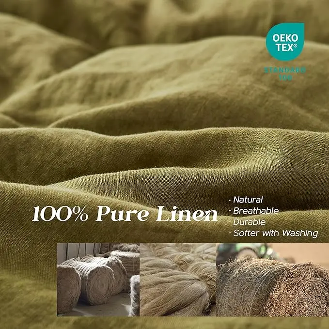 200TC-400TC OEM/ODM 100% Linen Twin size Bedding Sheets Set fitted sheet  flat sheet