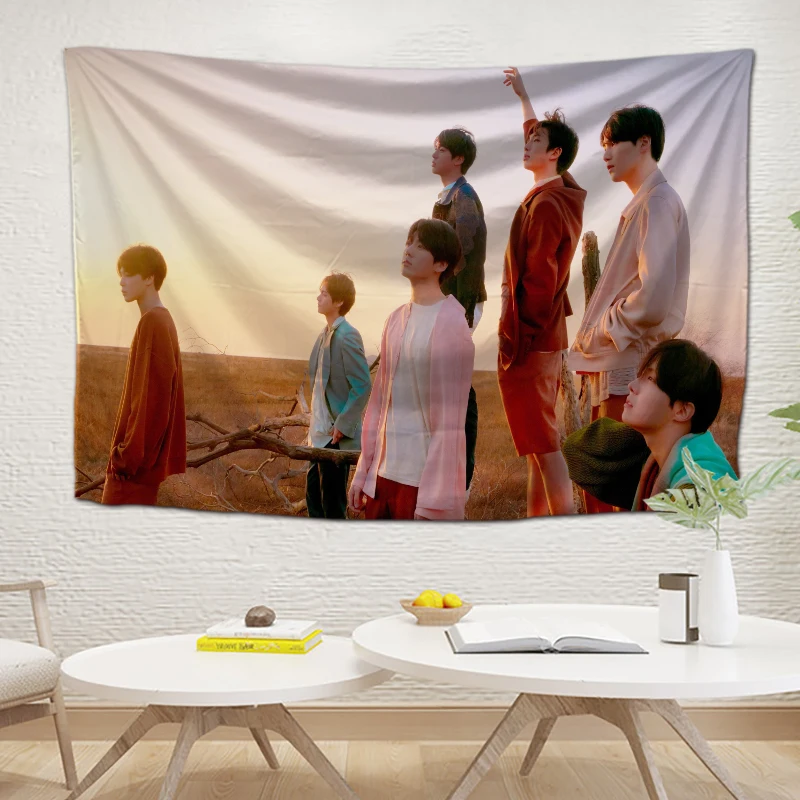 Popular Kpop Printing 1 pieces Korea Handsome Boy bt tapestri Custom Hippie Kpop Tapestry throw blanket art wall hanging