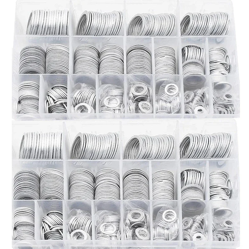 200/280/360/450/540pcs Aluminum Flat Washer Combination Kit - M6 M8 M10 M12 M14 M16 M18 M20 M22 M24 Oil Drain Plug Gaskets