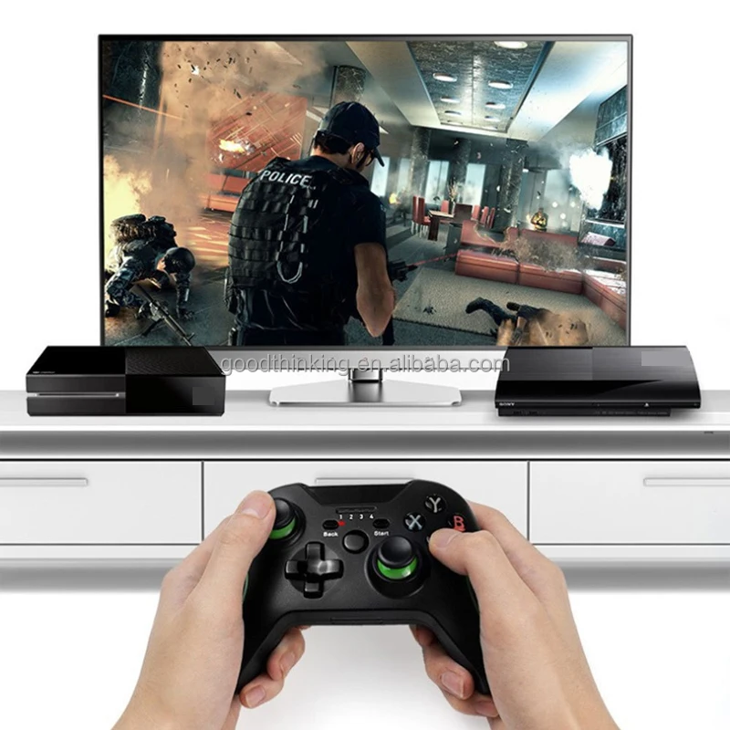 Wholesale OEM LOGO rechargeable gamepad PC Gaming joystick 2.4 ghz wireless game controller for xbox one for ps3