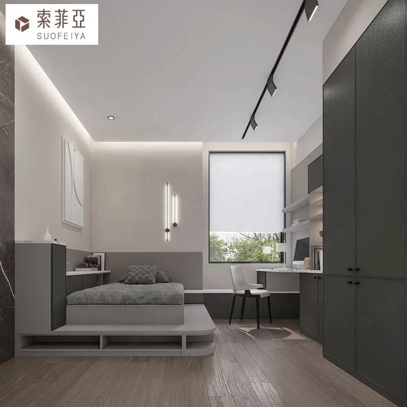 SUOFEIYA Hot Sale Mult-functional Tatami Cabinet Saving Space Design Adjustable Tatami Bed Furniture Set Bedroom Furniture Wood