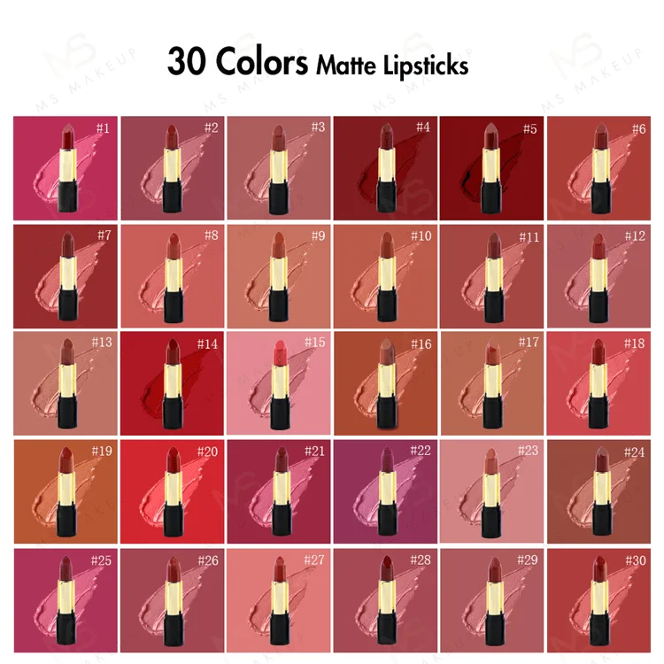 Ms Makeup Wholesales Vendors Oem Odm Low Moq 30 Colors Customized Logo Label Vegan Nude Private Label Matte Lip Sticks Lipsticks