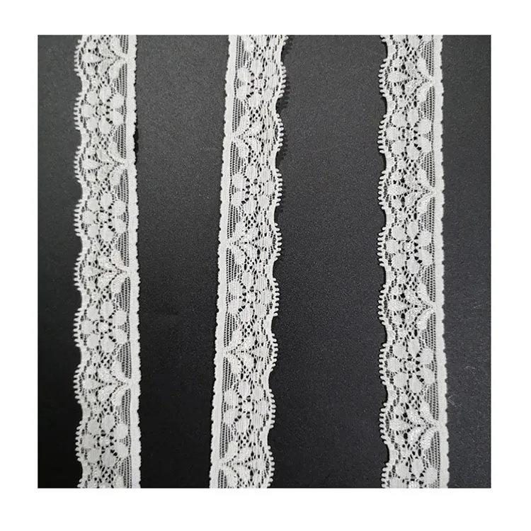 2.5mm White spandex lace fabric Lovely gift packing Material elastic lace for kids shoes