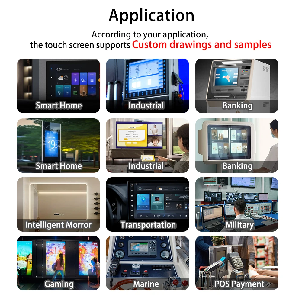 18.5 Inch Custom Size 7 to 65 Inch Capacitive Touch Screen Panel 10 Point Touch Medical Touch Screen Panel