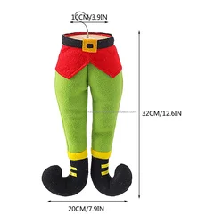 New 12.6 inches pendants Christmas window Christmas legs elf tree decorations indoor outdoor hangs green silver balls decoration