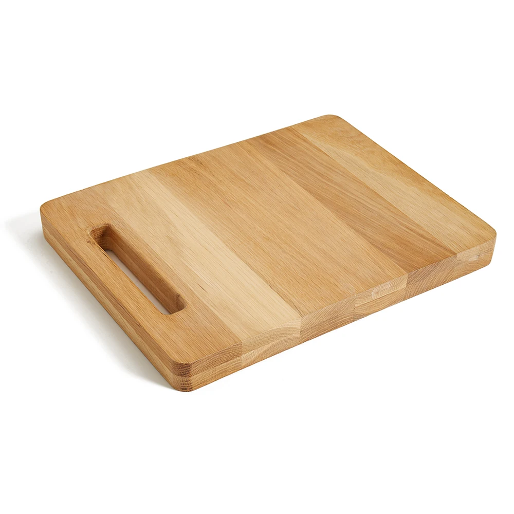 Wholesale Rectangle Thick Oak Wood Cutting Chopping Butcher Board with Handle