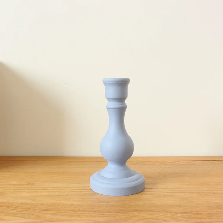 
Wholesale custom unfinished wood candlestick pillar wood candle holder 