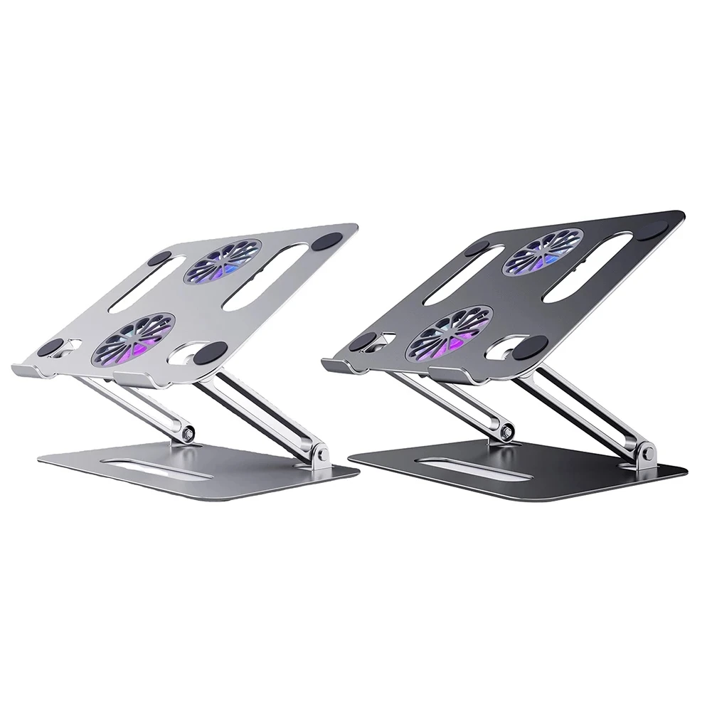 Factory New Arrival Notebook Cooler Holder Metallic Sturdy Support Laptop Stand With Adjustable Folding RGB Cooling Fan Pad