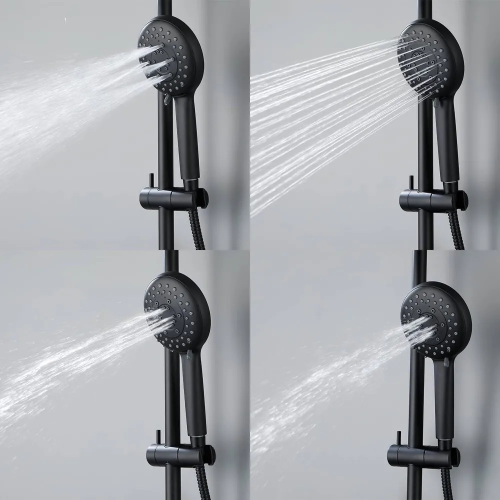 Shower Faucet Set 9 Inch Rainfall Shower Head With Adjustable Slide Bar Soap Dish Shower System With Handheld