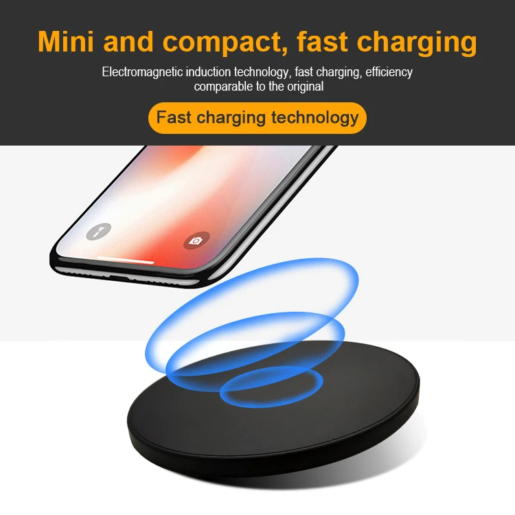 promo gifts factory bulk order mini round shape pad fast 10W Wireless Charger for mobile phone