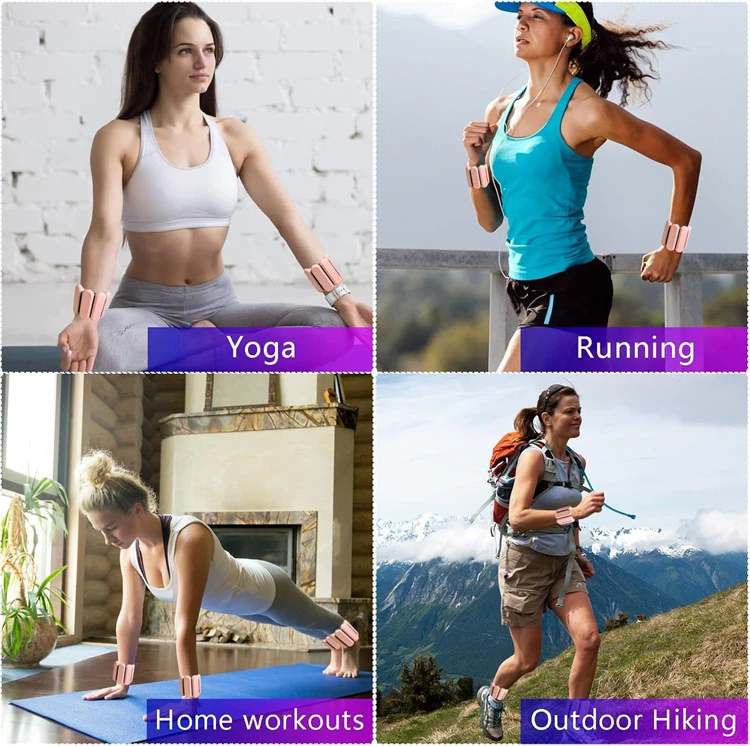 Wearable Weight Bracelets Adjustable Ankle Weights 1lb/2lb Fitness Exercise Custom Silicone Ankle and Wristband Weight Set