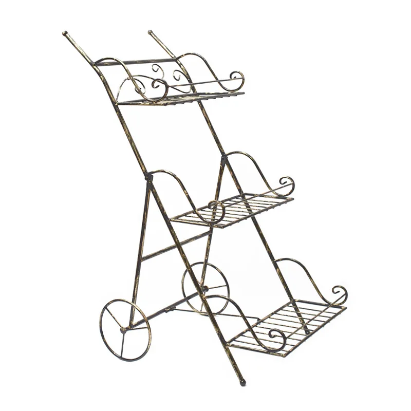 
Creative trolley Nordic metal flower rack rack indoor and outdoor balcony plant flower pot rack flower display stand 