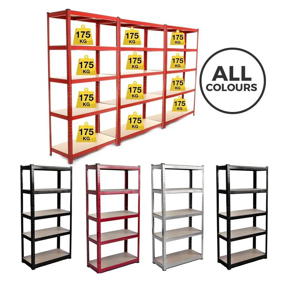 5 Layer Tier Adjustable Steel Metal Boltless Storage Shelving Shelves Rack for Warehouse Store Home Garage