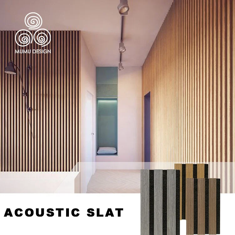 MUMU Oak Pine Timber Boards Decorative Soundproof Sound proof Wood Slat Acoustic Panel for Cinema or Hotel