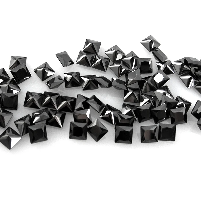 Wholesale Factory Directly Square Cut Black Cubic Zirconia Loose Gemstone CZ Stones