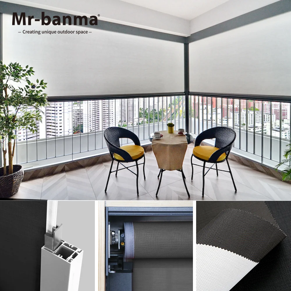 outdoor large PVC automatic sun shade blinds