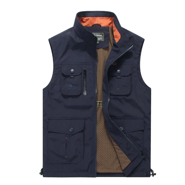 CMMX2113 Loose Tooling Multi-Pocket Vest Men Spring Autumn Sleeveless Jacket Urban Wear