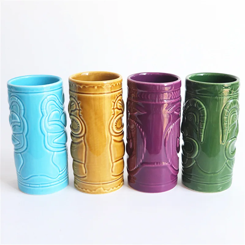 Hot sale custom Ceramic colorful Tiki Cup cocktail mug without Handle