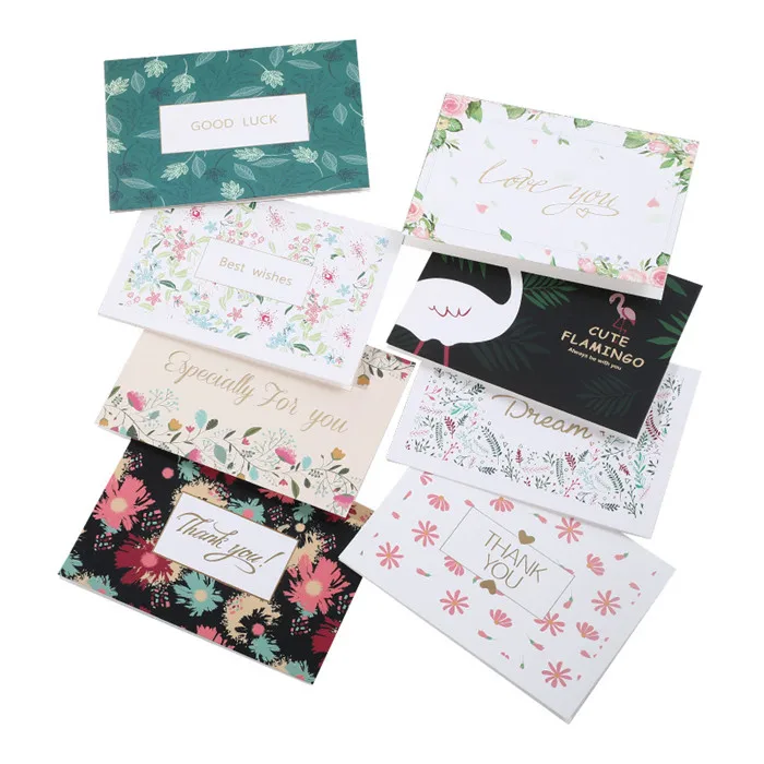 Mini Luxury Black Envelope Cute Small Pink Rose Gold Foil Custom Impression Printing Business Customer Insert Thank You Card