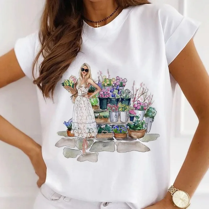 
Fashion princess T-shirt print female grunge ulzzang cartoon funny blouse shirt 90s graphic clothes fashion girl 