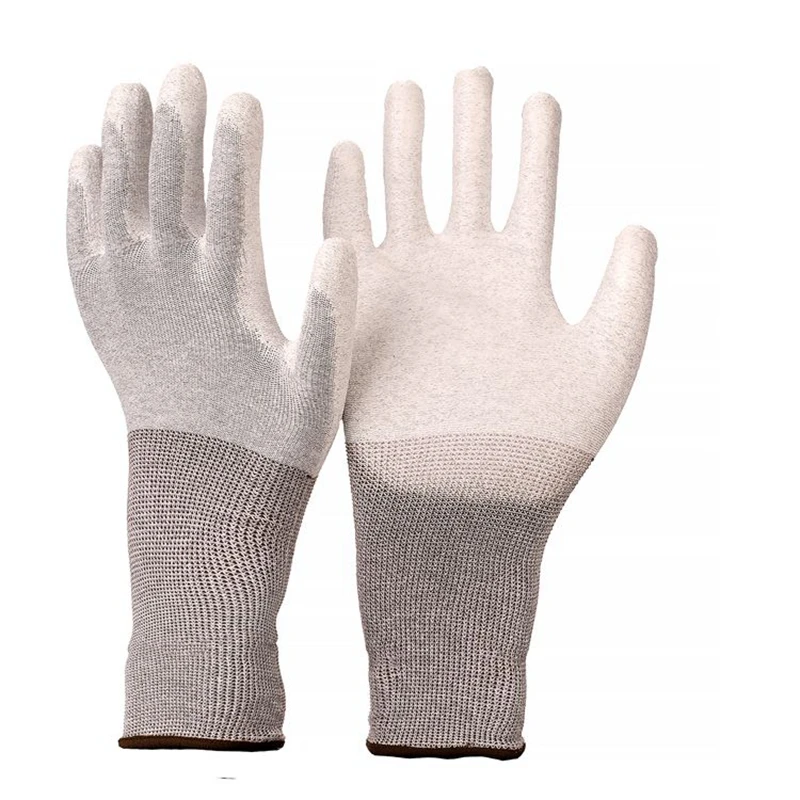 C0504-01 PU Coated Gloves Safety Gloves Factory Safety Working Antistatic Carbon Fiber Knitted Work Gloves