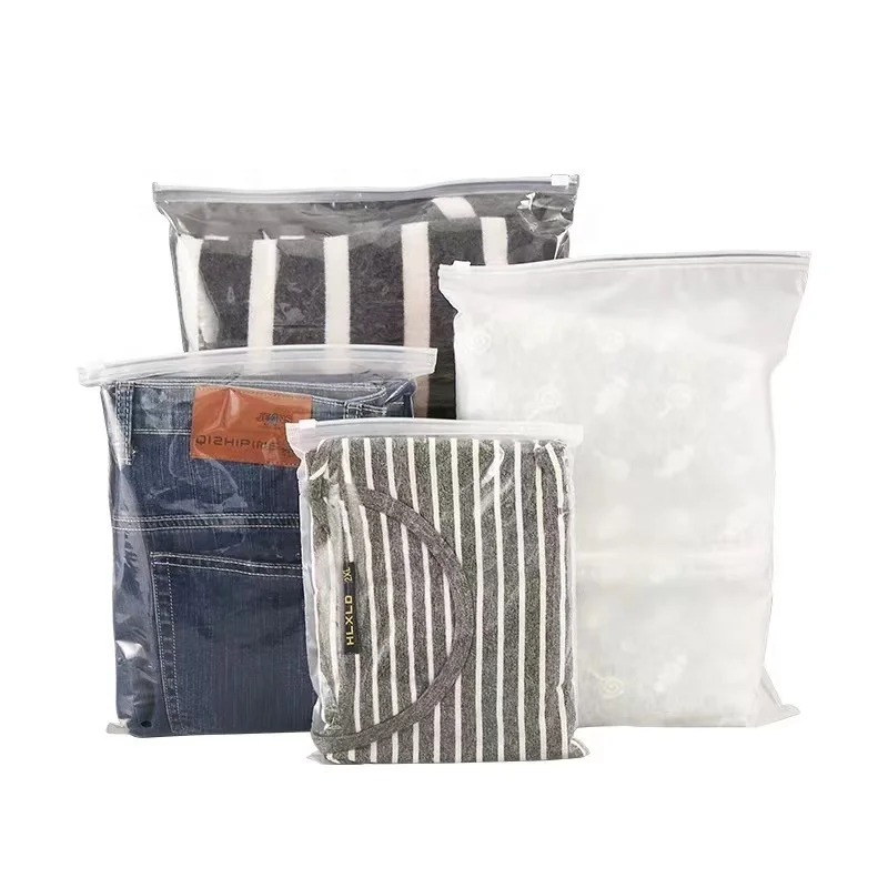 Zipper Frosted Clothing Bags Packaging Printed Logo T  Shirt Clothes Zip Lock Clear Ziplock Plastic Bag