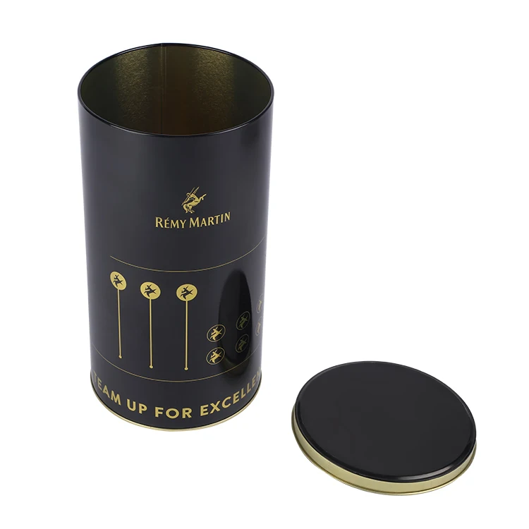 Factory Custom Black Medium Small Large Caviar Food Packaging Tin box Round Tin Can