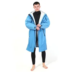Waterproof Unisex Swim Parka hooded Wetsuit Changing Robe Warm Coat Surf Poncho for Water Sport Beach  Pool